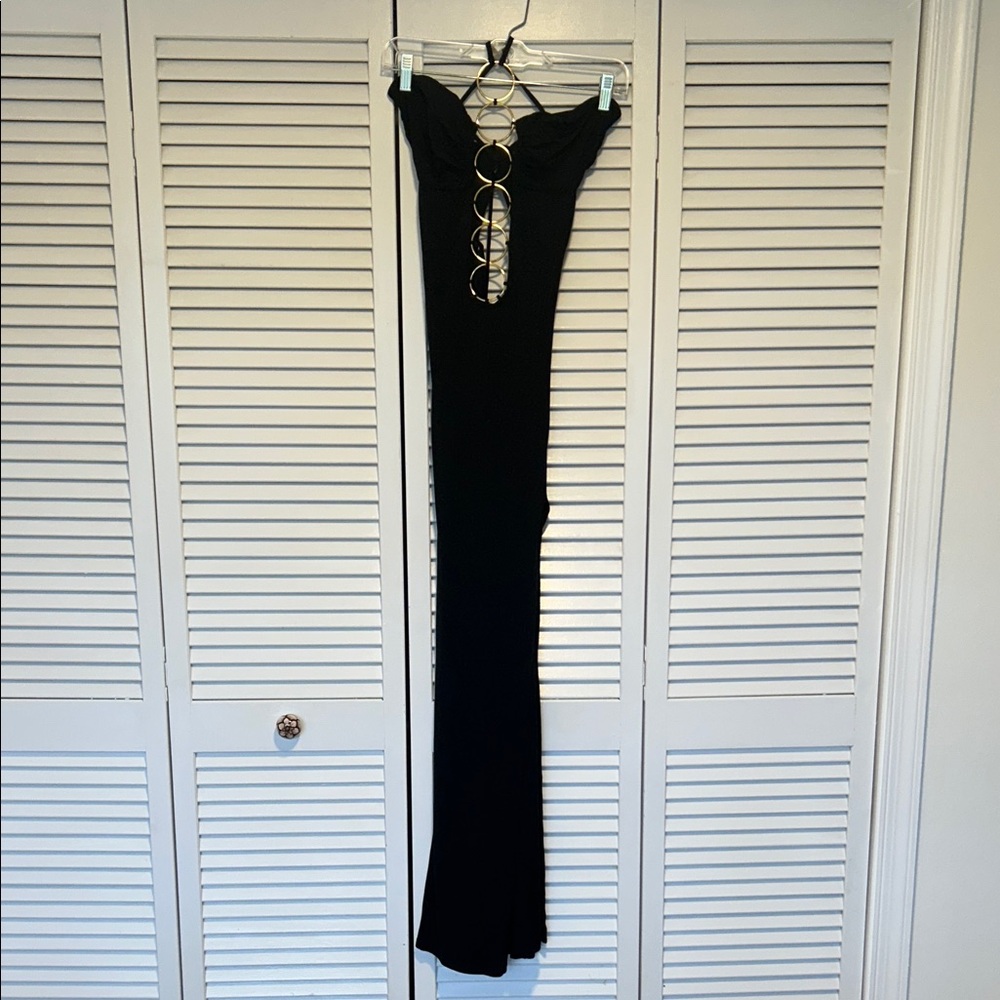 Luli Fama INNER CIRCLE Halter Ring Long Maxi Dress